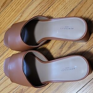 Aerosoles Women's Entree Dress Heel Slide Sandals, Tan Size 10 Nwob